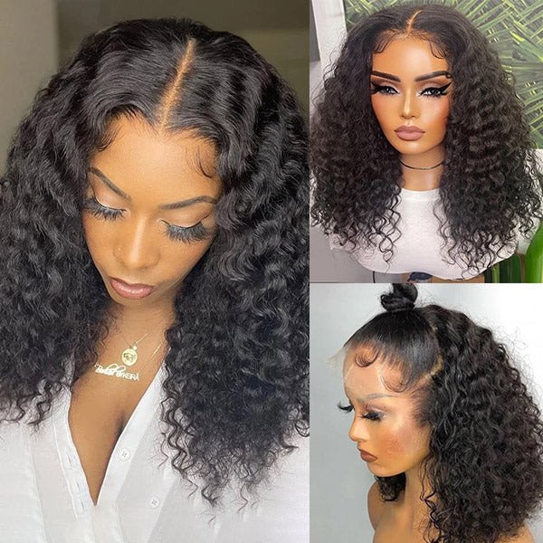 Lace Front Wig Water Wave (Cheveux Noir) 200%
